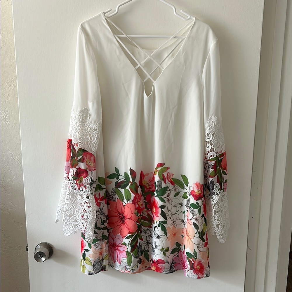 White Lace Floral Dress